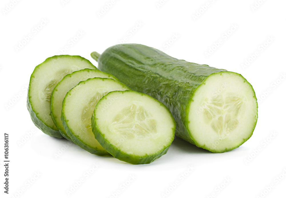 Long cucumber on white