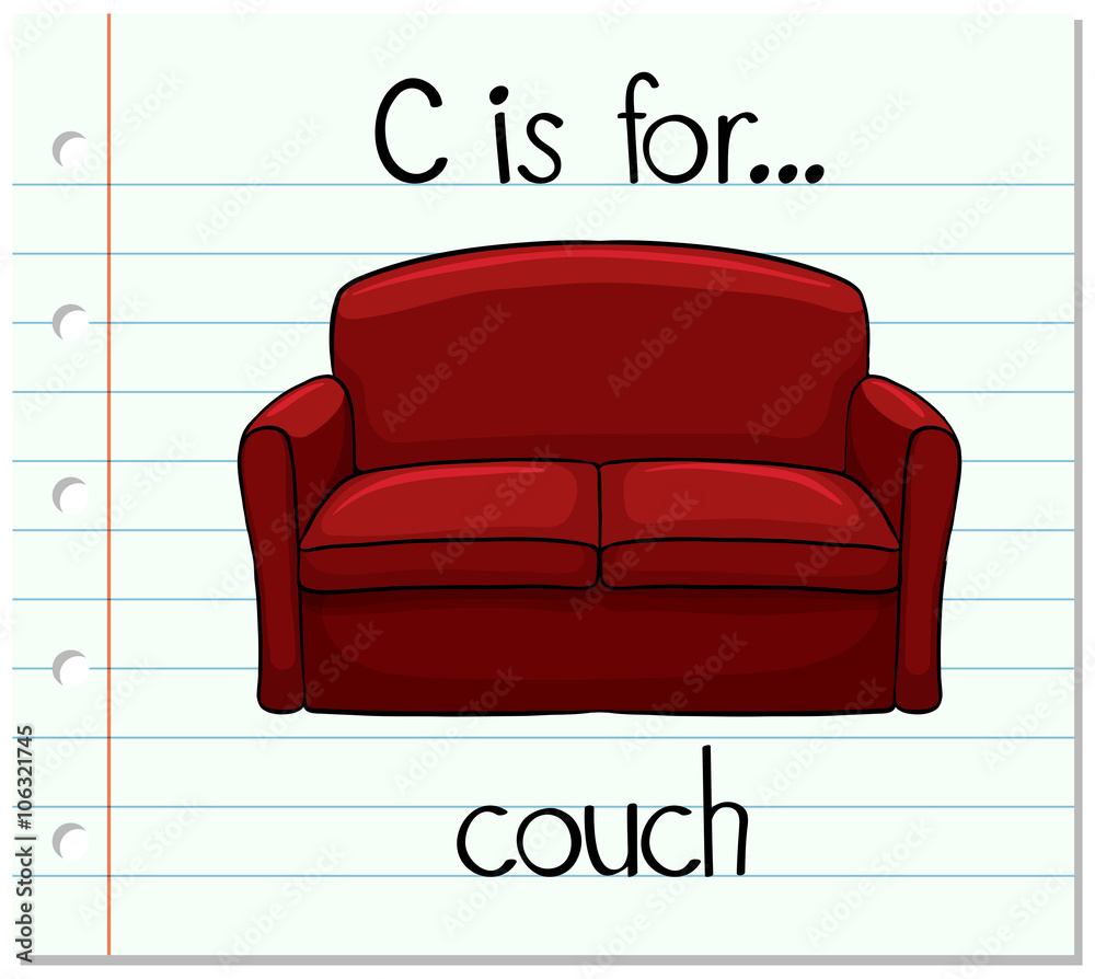 Flashcard letter C is for couch