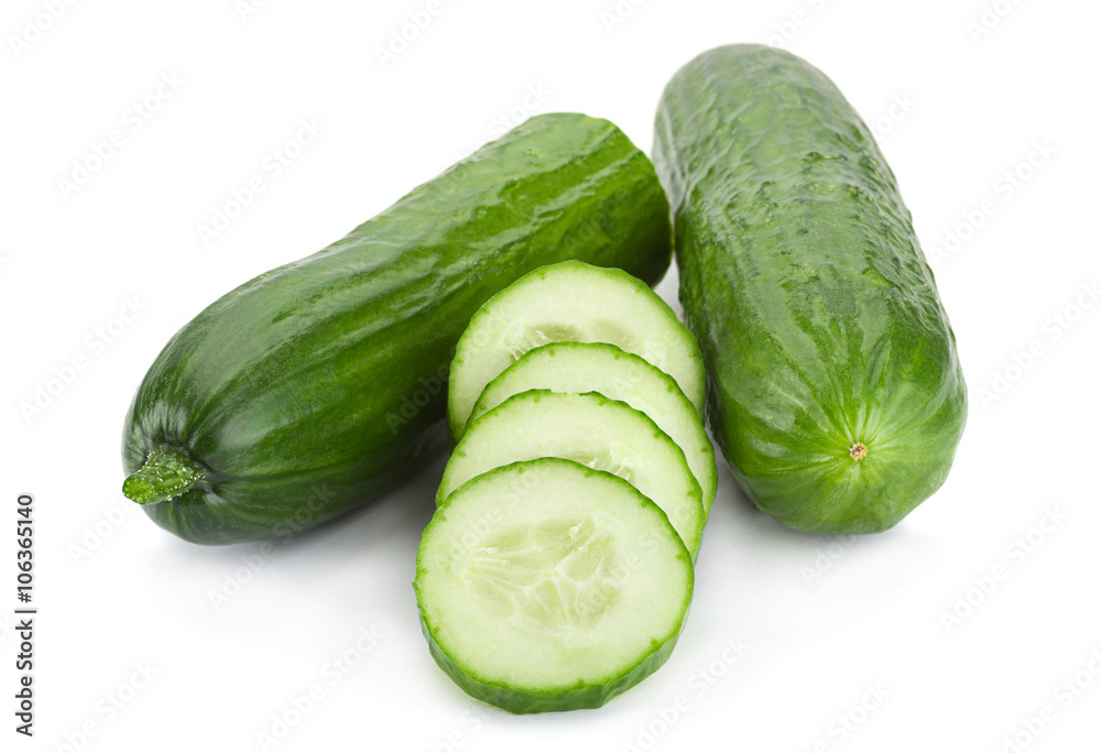 Long cucumber on white