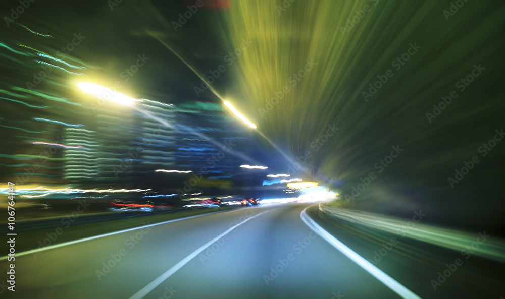 moving forward motion blur background,night scene