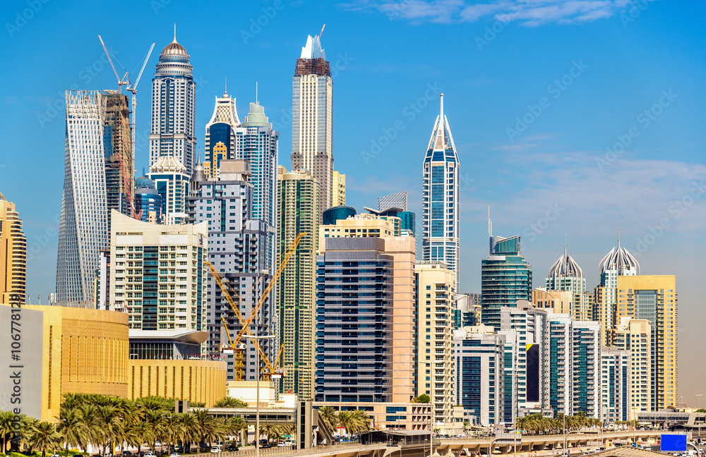 View of Jumeirah district in Dubai, UAE