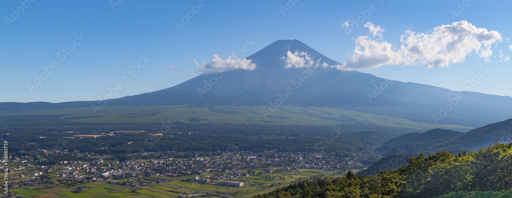 Mountain Fuji and Oshino village  in summer season