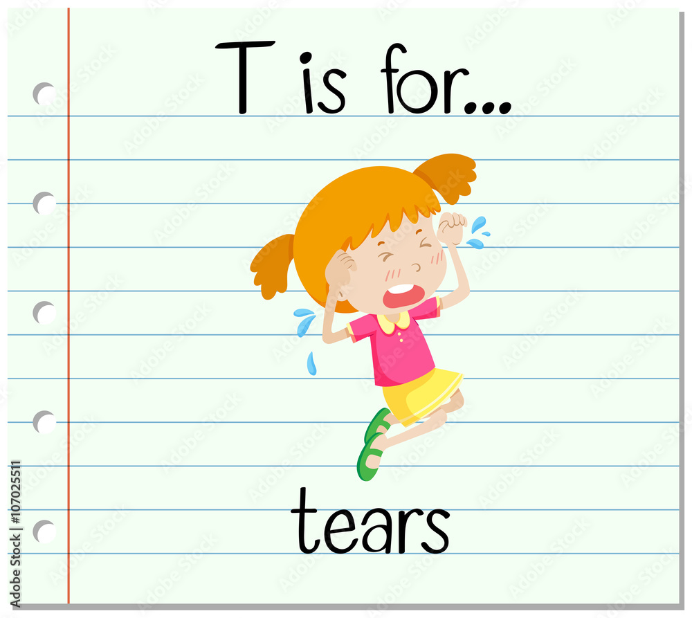 Flashcard letter T is for tears