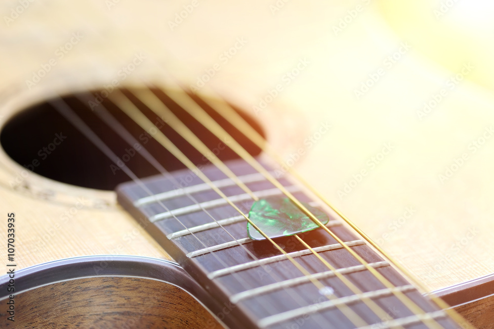 Close-up acoustic guitar