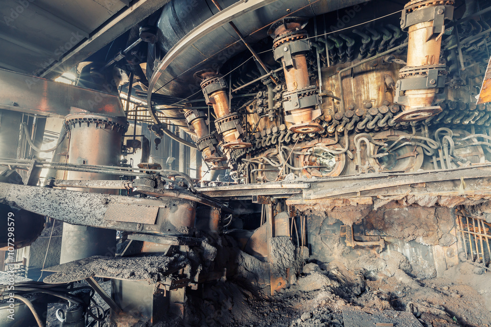 Abandoned factory，old industrial equipment background