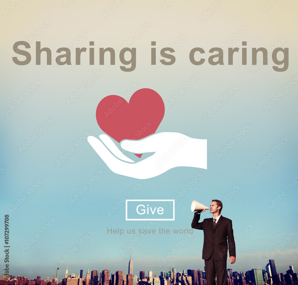 Sharing Caring Share Opinion Social Networking Concept