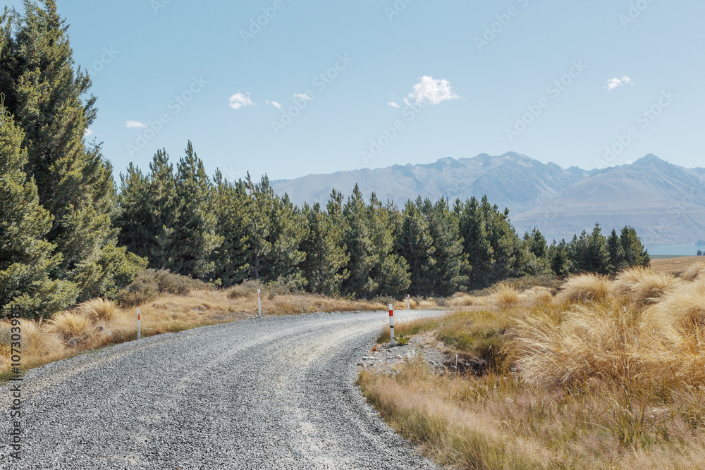 新西兰山区附近空旷的乡村公路