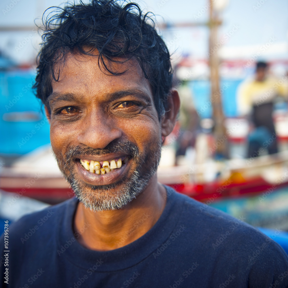 Sri Lankan Fisherman Smiling Portrait Concept