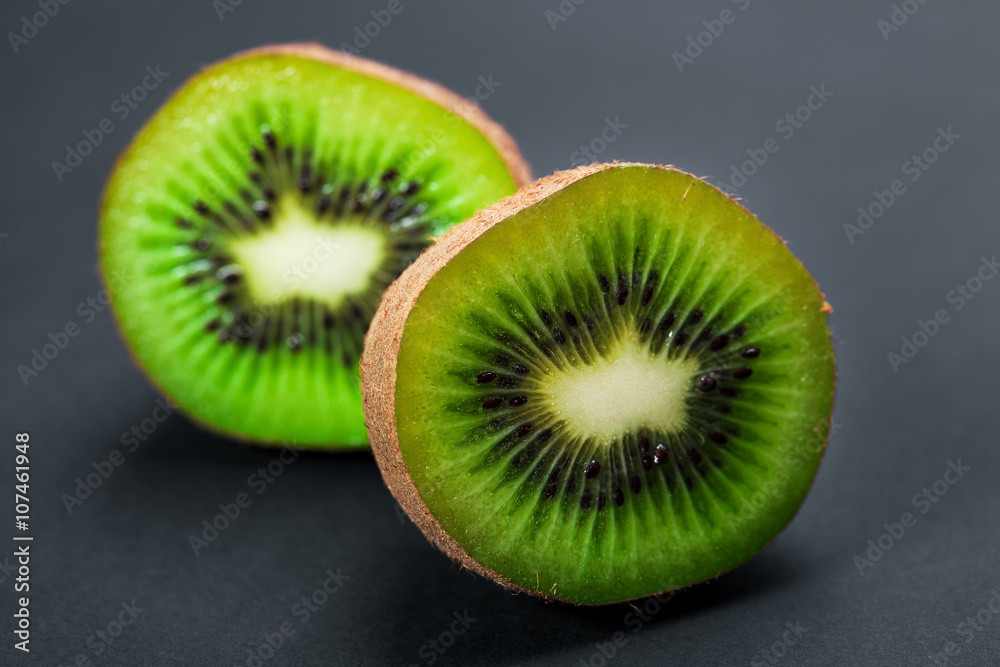 kiwi isolated on black background