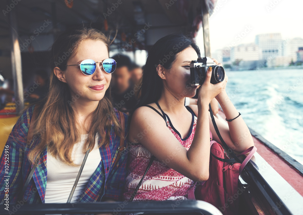 Girls Friendship Hangout Traveling Holiday Photography Concept