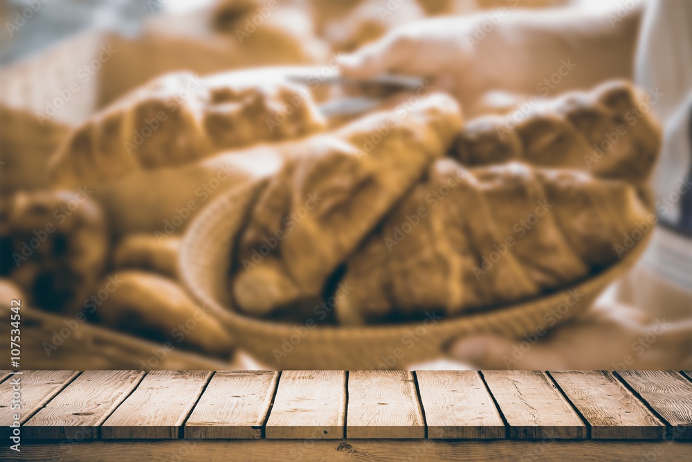 Composite image of wooden desk