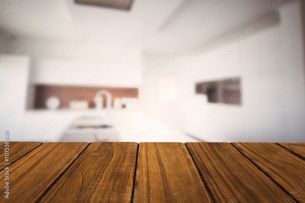 Composite image of high angle view of hardwood floor