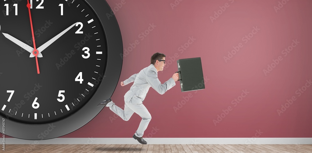 Composite image of running businessman