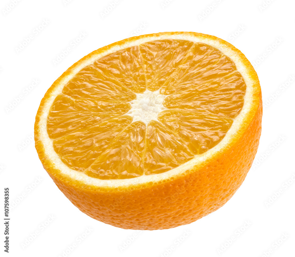 Half of orange isolated on white background