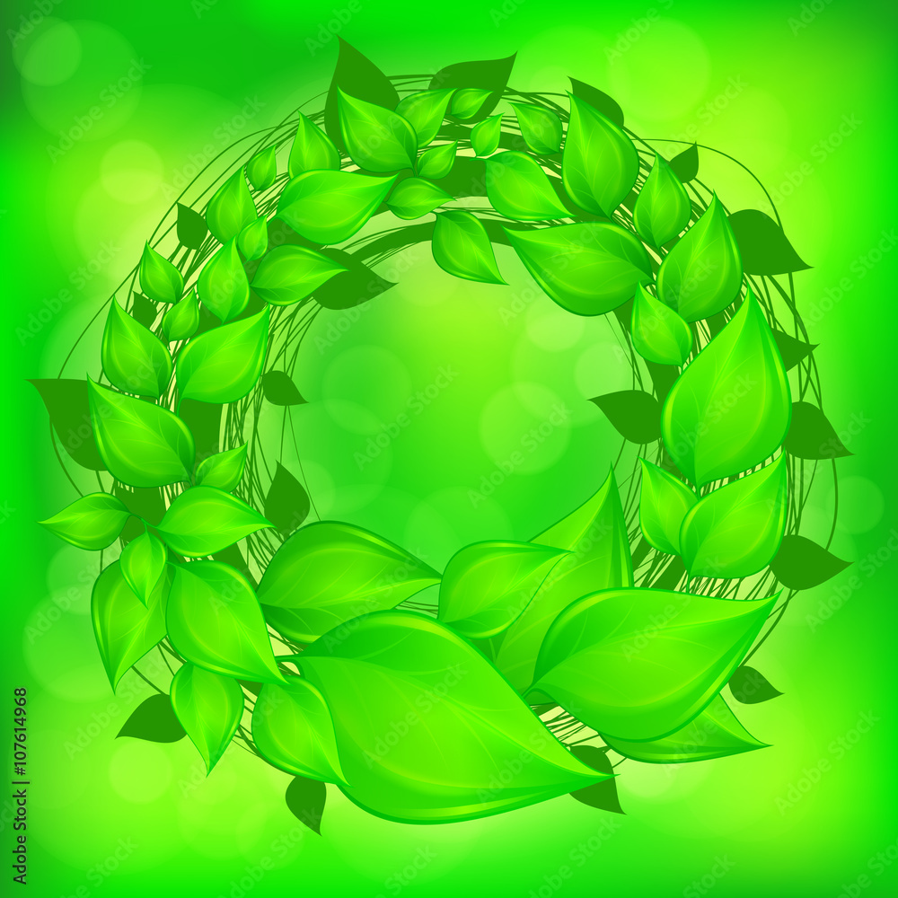 Green leaves wreath