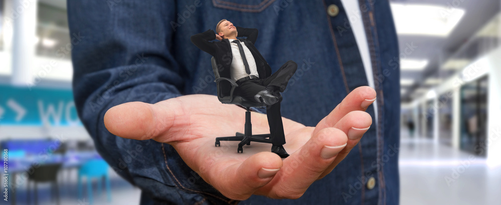 Man relaxing on his chair at the office