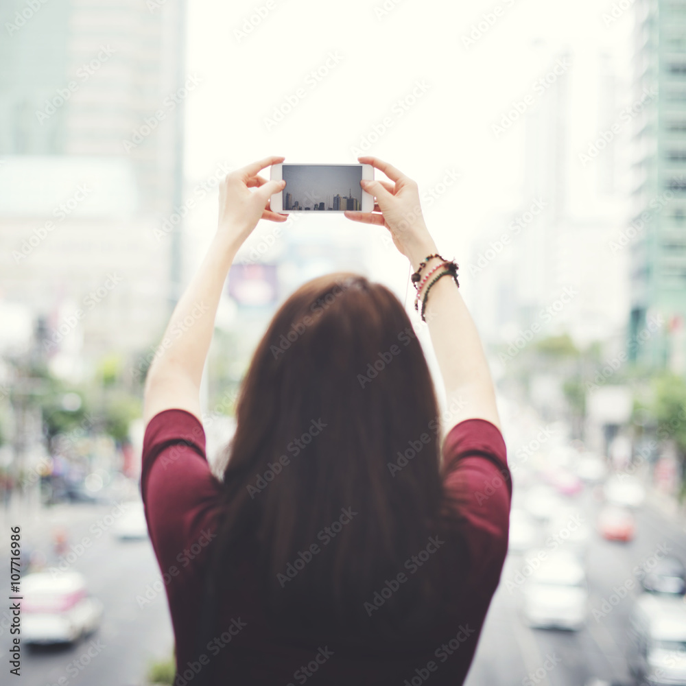 Woman Rear View Photography Traveling City Life Concept