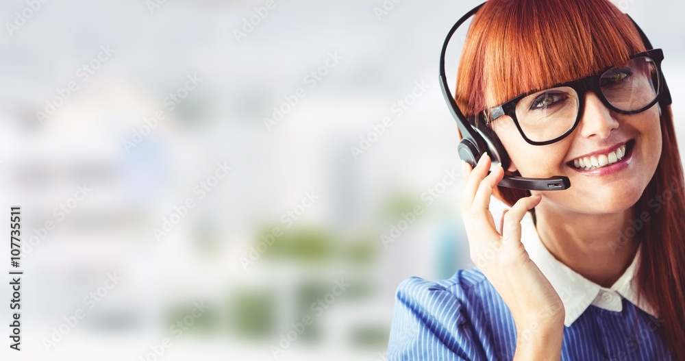 Composite image of attractive hipster woman with headset 