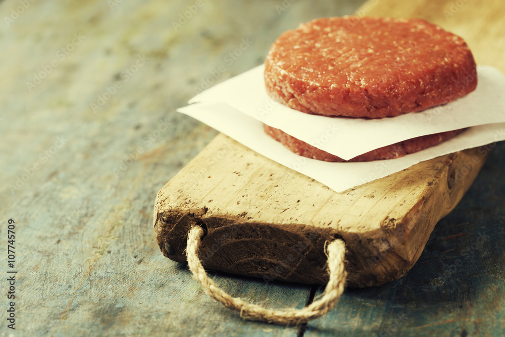 Raw Ground beef meat Burger steak cutlets