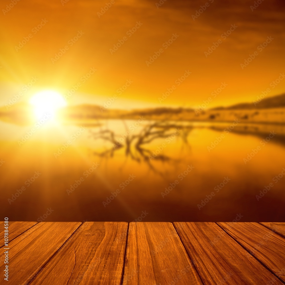 Composite image of high angle view of hardwood floor