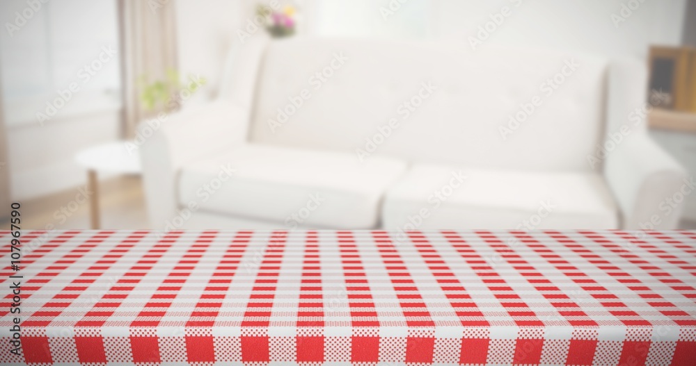 Composite image of red and white tablecloth