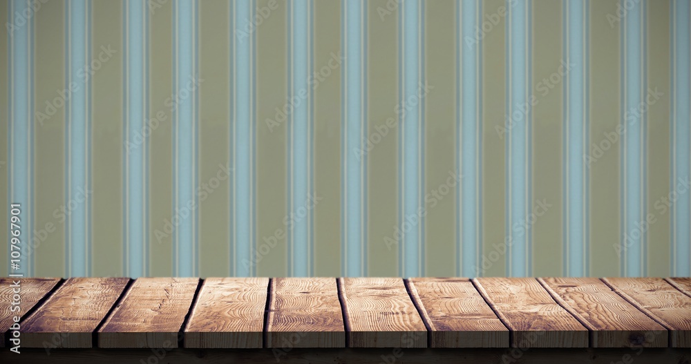 Composite image of wooden desk