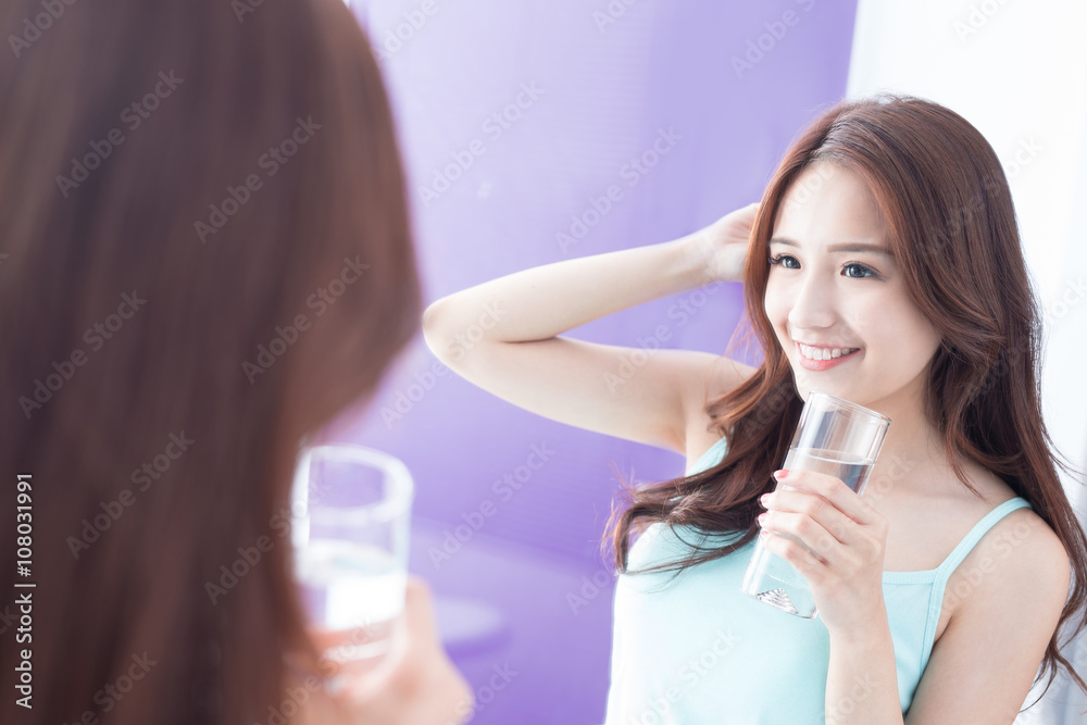 young woman drink water