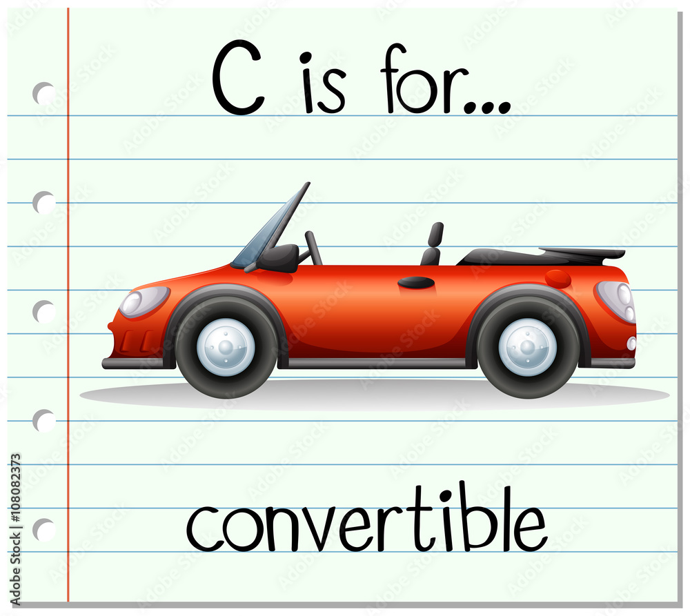 Flashcard letter C is for convertible