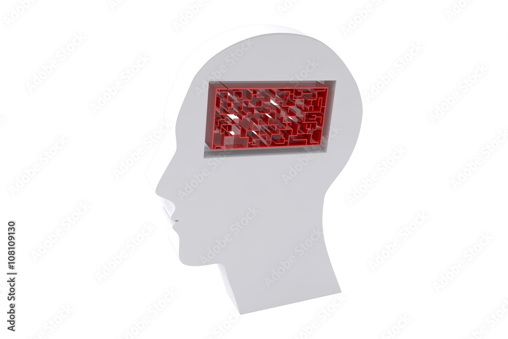 Composite image of maze brain in head