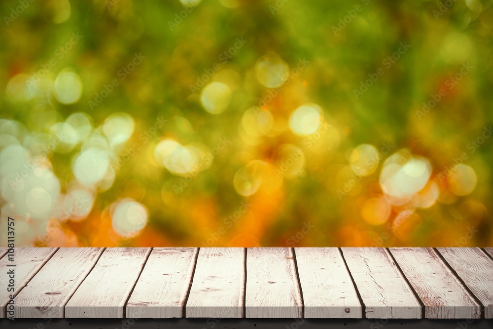 Composite image of wooden table