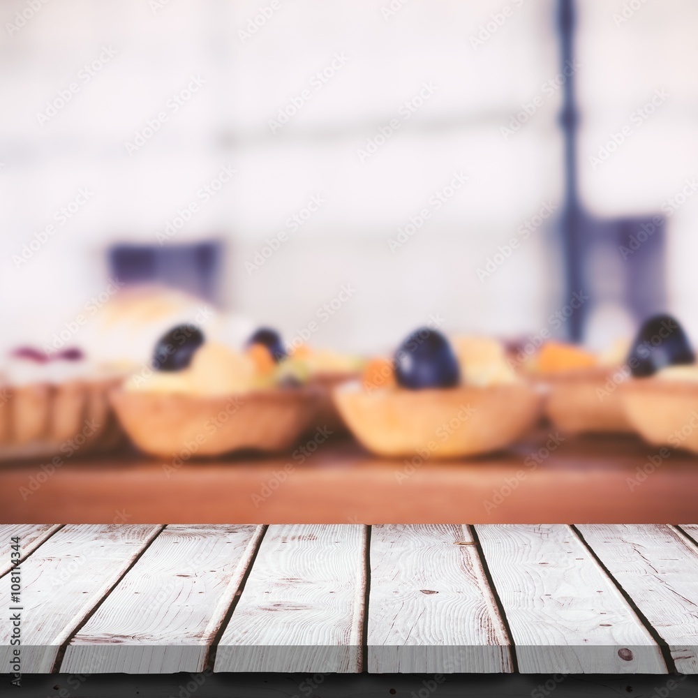 Composite image of wooden table