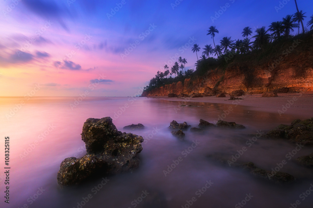 Sunrise seascape, Beach in Thailand. Nature and travel concept.