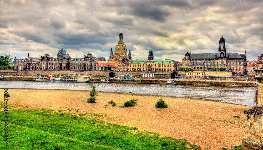 Dresden on bank of Elbe river