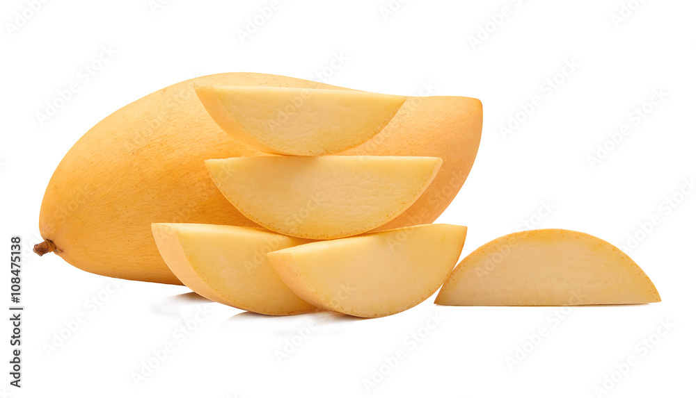 yellow mango on white background