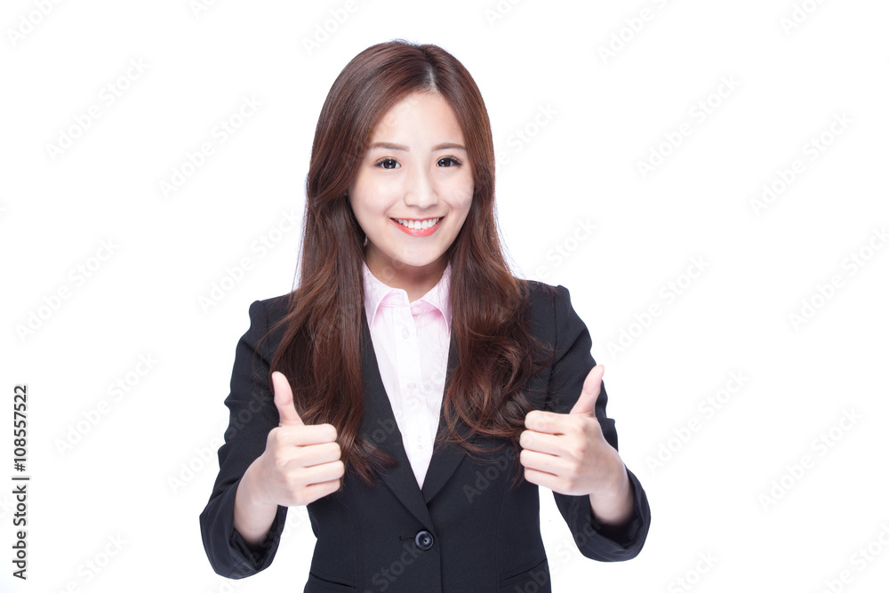 business woman show thumb up