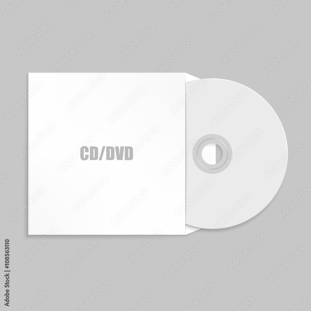 CD封面模板DWD。CD盒。光盘绝缘包装。DWD，灰色隔离CD信封