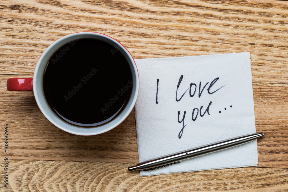 Romantic message written on napkin