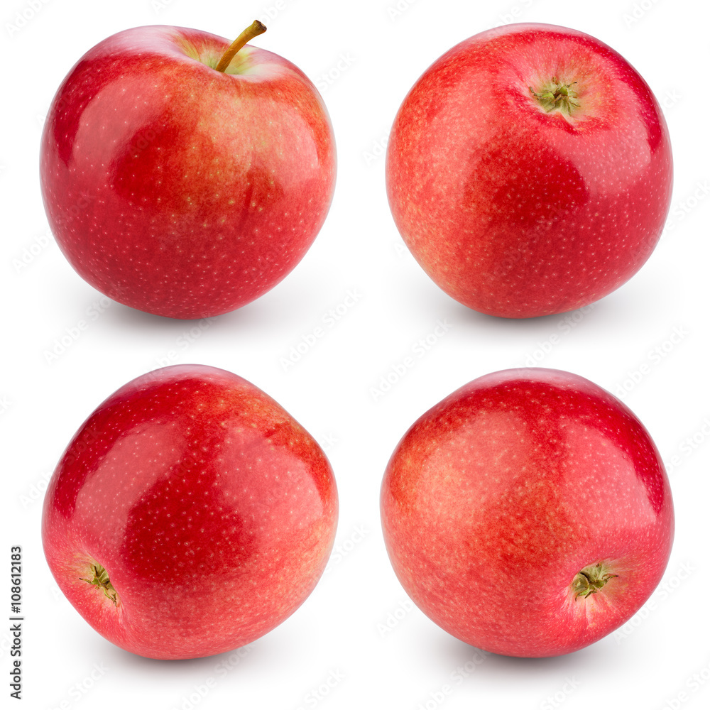 Fresh red apple isolated on white. Collection. With clipping pat