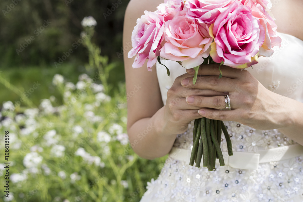 Beautiful bride you are taking wedding photos in the garden