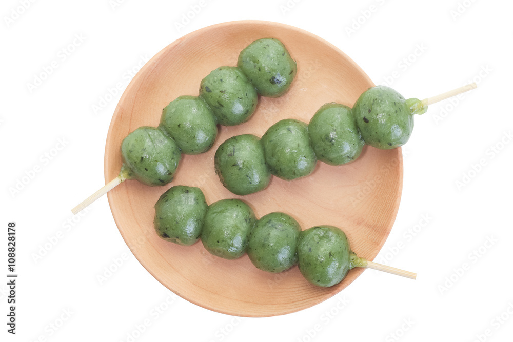 Japanese confectionery, kusa dango, mugwort-flavored rice dumpling