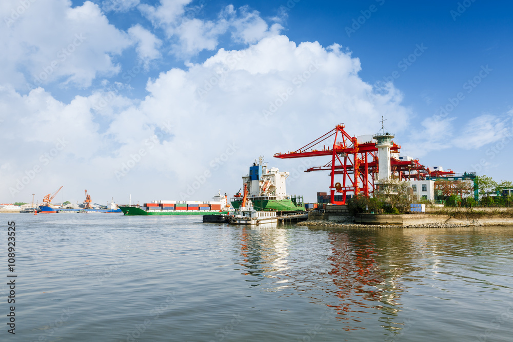 Industrial container freight Trade Port scene