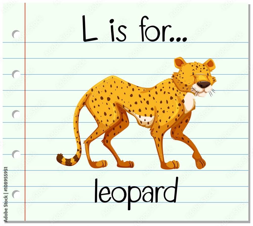 Flashcard letter L is for leopard