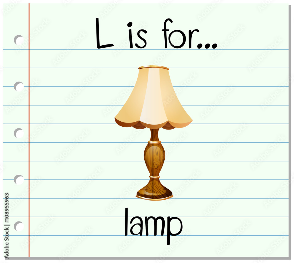 Flashcard letter L is for lamp