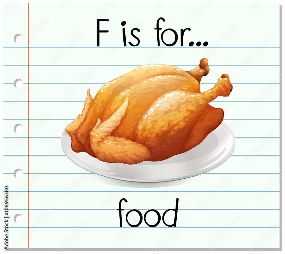 Flashcard letter F is for food