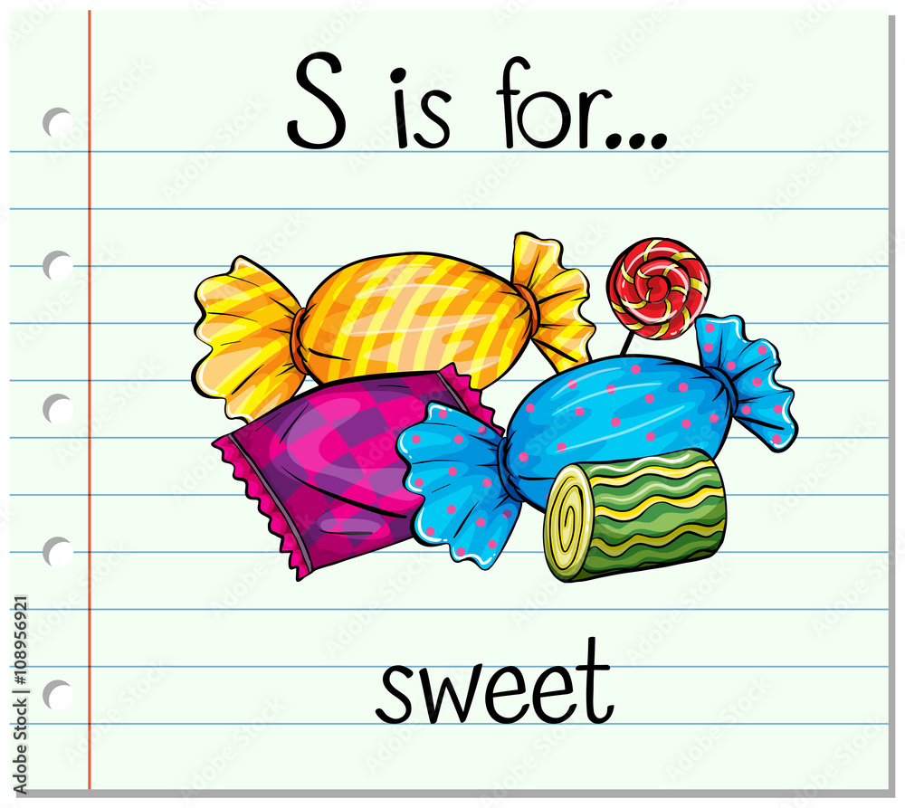 Flashcard letter S is for sweet