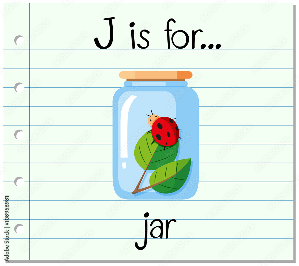 Flashcard letter J is for jar