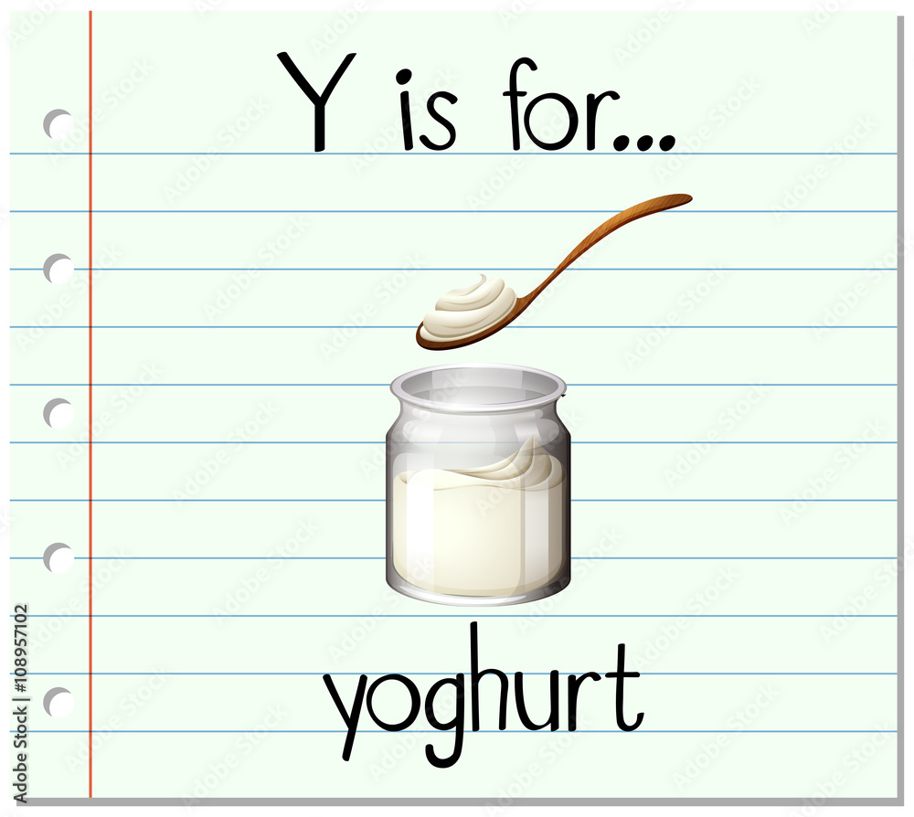 Flashcard letter Y is for yoghurt