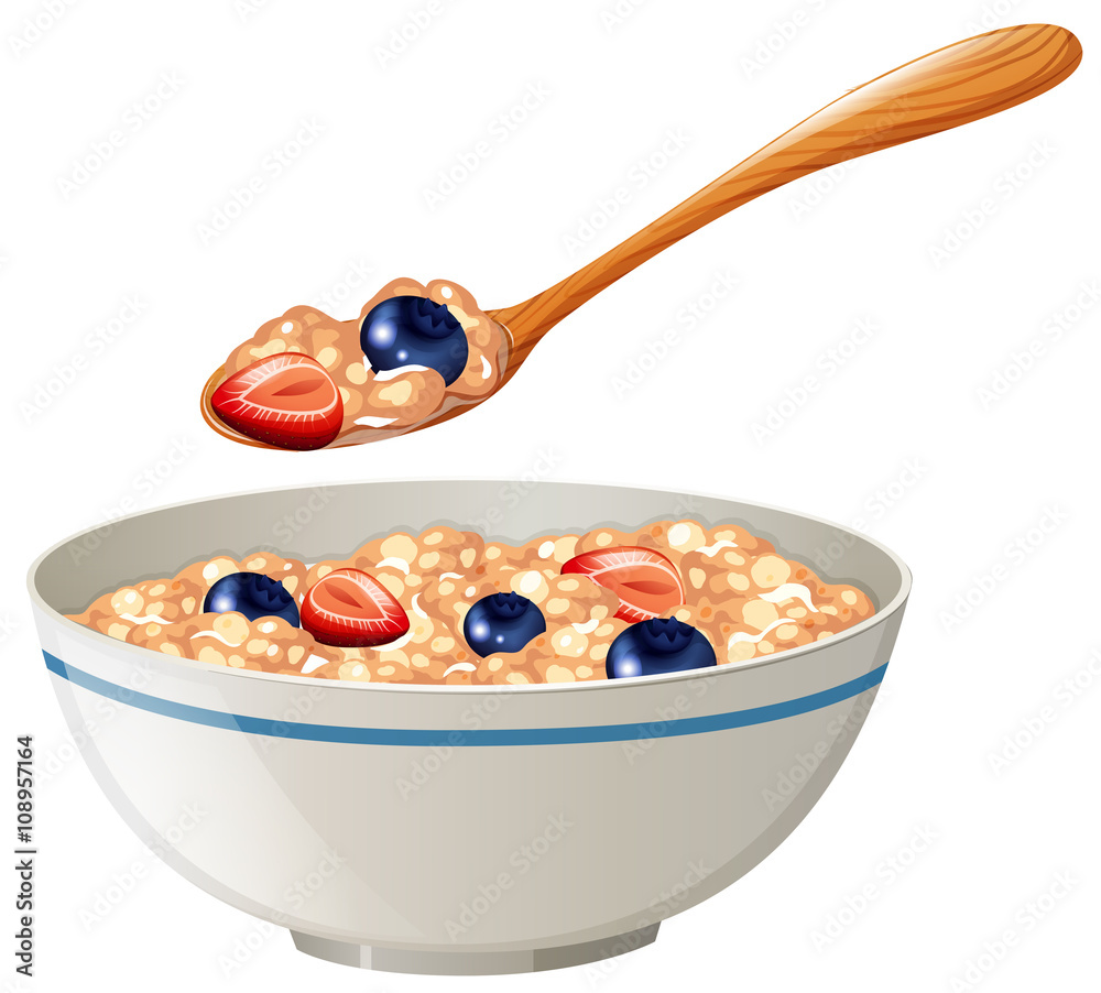 Oatmeal with berries in the bowl