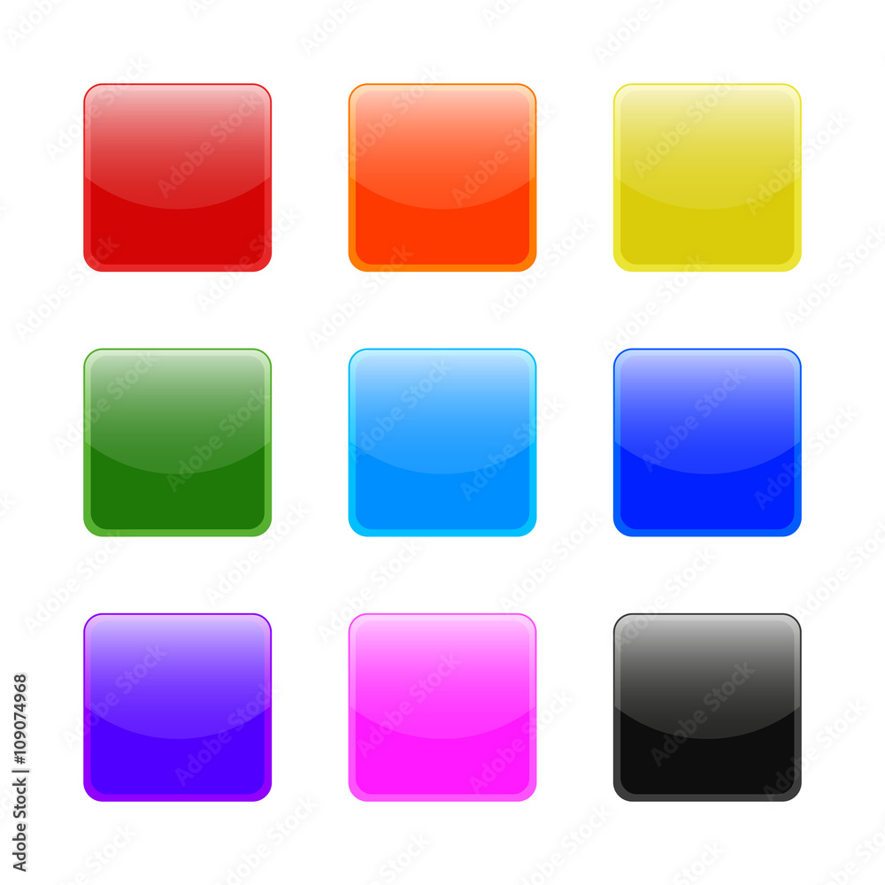 Set of square web buttons