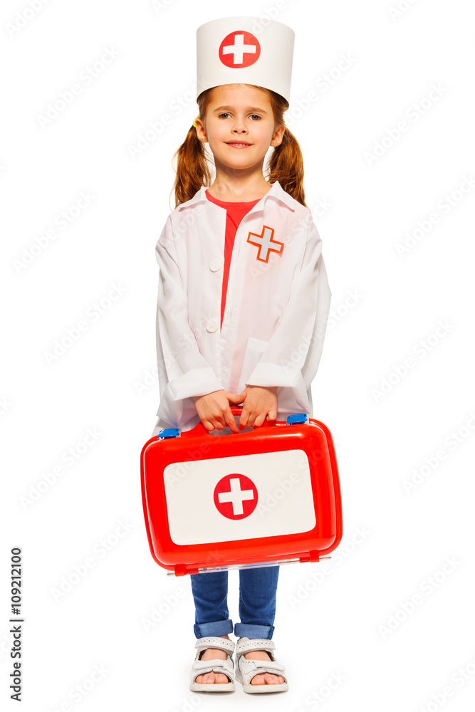 Beautiful little girl dressed like a doctor